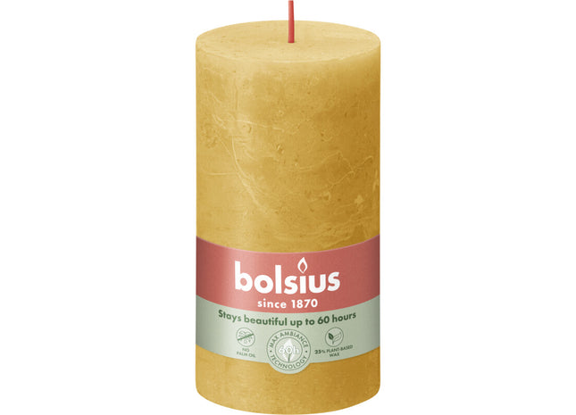 Bolsius Rustieke kaars okergeel 13cm