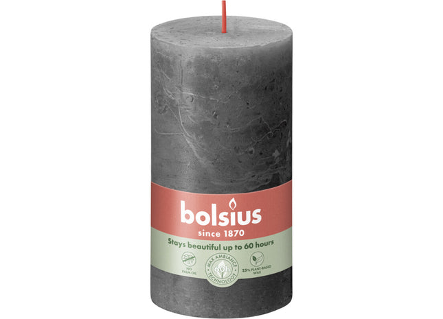 Bolsius Rustieke kaars antraciet 13cm  Dutchshopper