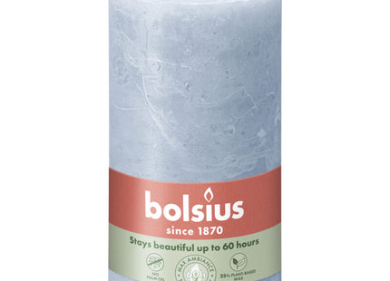 Bolsius Rustic block candle 13cm sky blue