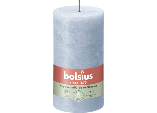 Bolsius Rustieke stompkaars 13cm sky blue