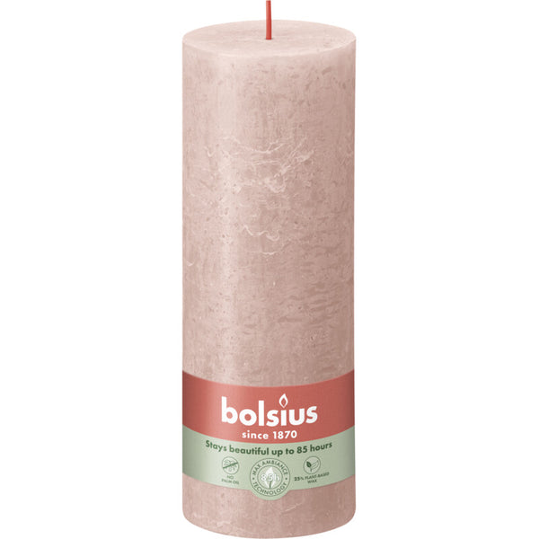 Bolsius Rustikale Kerze 19cm neblig rosa