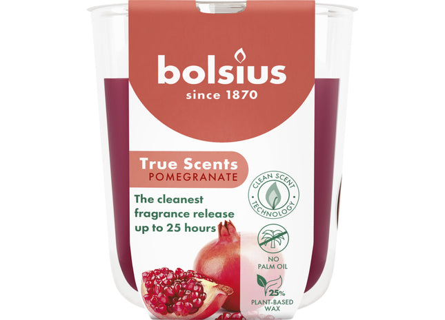 Bolsius True scents geurglas pomegranate 8cm