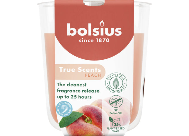 Bolsius True scents geurglas peach 8cm