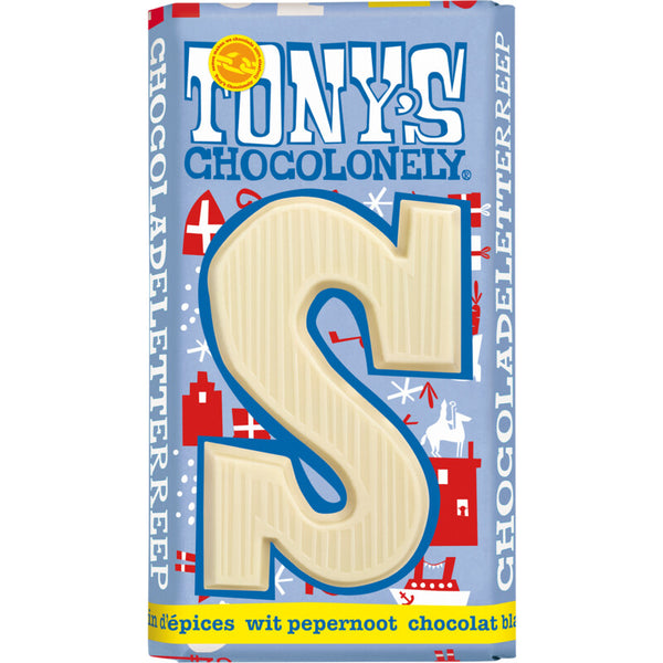 Tony's Chocolonely Witte chocolade letterreep pepernoot S
