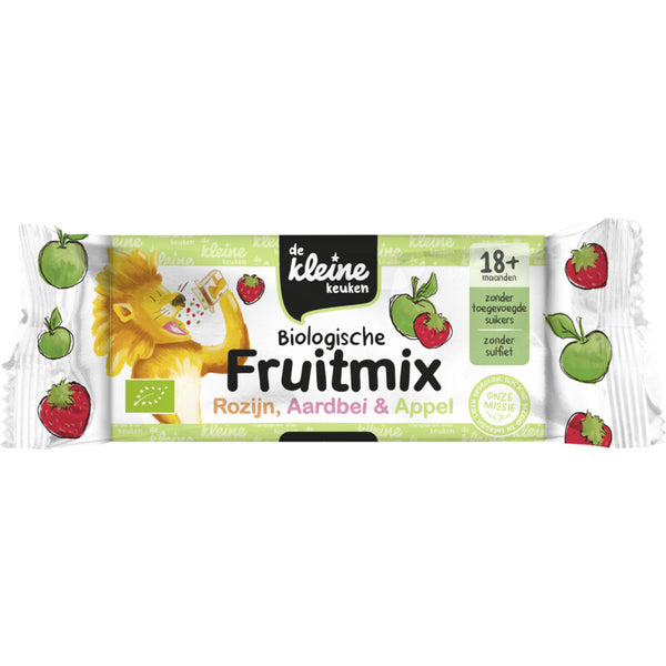 De Kleine Keuken Biologische fruitmix rozijn aardbei 18m+