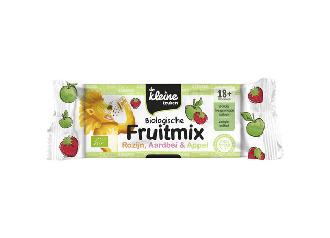 De Kleine Keuken Biologische fruitmix rozijn aardbei 18m+
