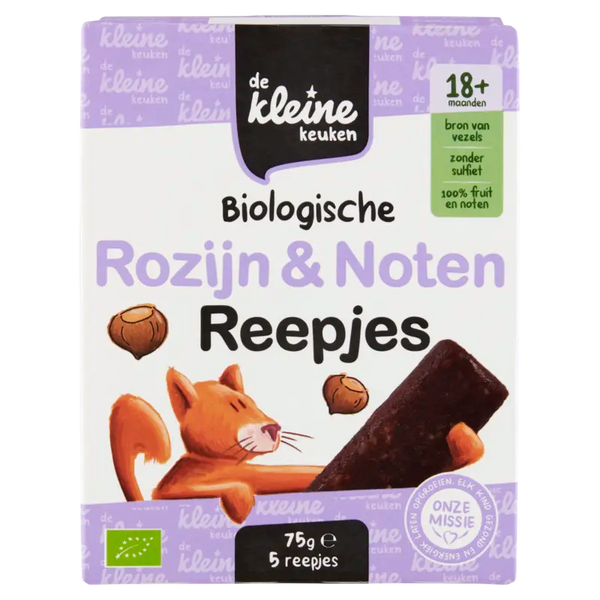 De Kleine Keuken Biologische Rosinen- und Nussriegel 18m+