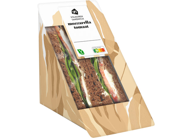 Volkoren sandwich mozarella tomaat