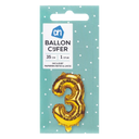 Folieballon nr 3 goud 36cm