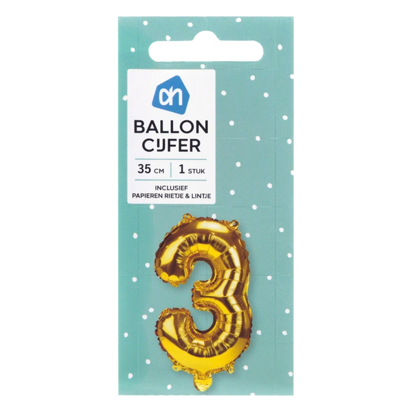 Folienballon Nr. 3 gold 36cm