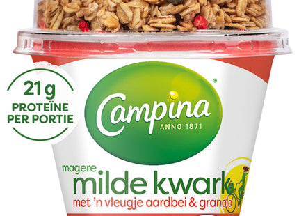 Campina Magere milde kwark aardbei & granola