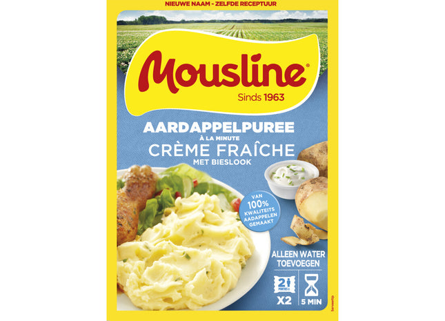 Mousline Aardappelpuree crème fraiche bieslook