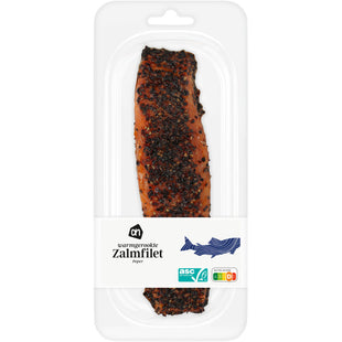 Warmgerookte zalmfilet peper
