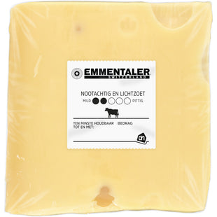 Zwitserse emmentaler AOP 45+ voorverpakt