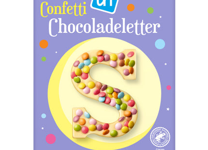 Chocoladeletter wit confetti