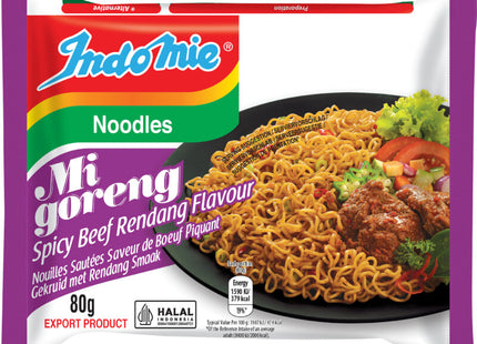 Indo mie Noodles mi goreng spicy beef rendang