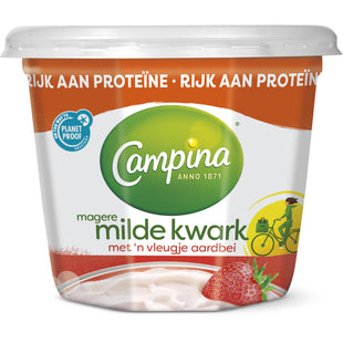 Campina Magere milde kwark aardbei
