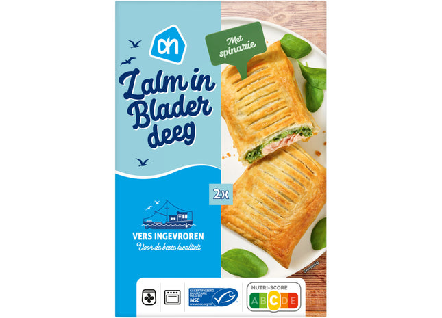 Zalm in bladerdeeg met spinazie