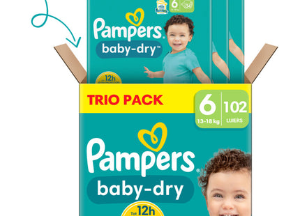 Pampers Baby-dry luiers trio pack maat 6