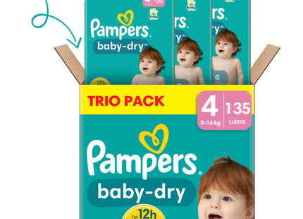 Pampers Baby-dry luiers trio pack maat 4