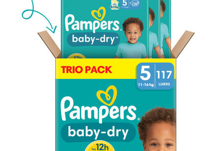 Pampers Baby-dry luiers trio pack maat 5