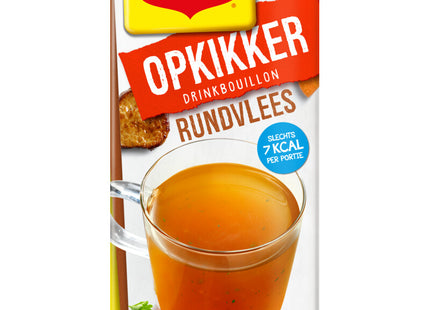 Maggi Opkikker trinkt Rinderbrühe