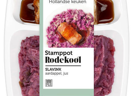 Stamppot rode kool slavink