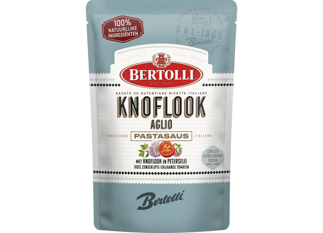 Bertolli-Nudelsauce in einer Tüte Knoblauch