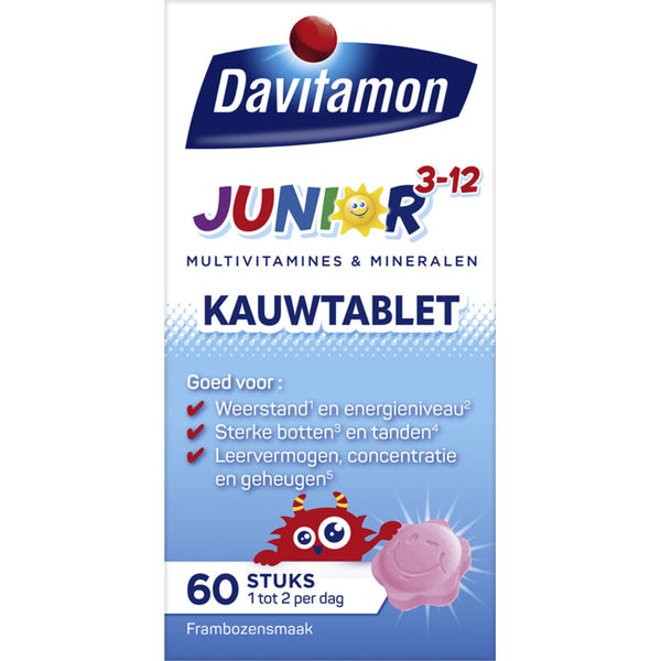 Davitamon Junior multivitamines framboos 3-12 jaar