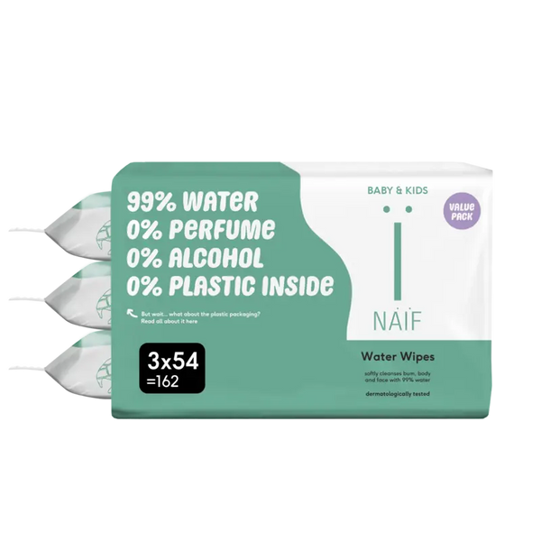 Naïf Baby & kids water wipes 3-pack