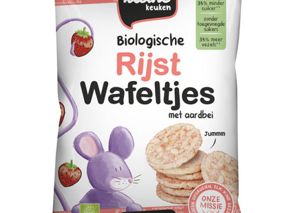 De Kleine Keuken Biologische rijstwafeltjes aardbei 7m+