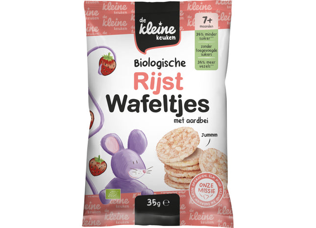 De Kleine Keuken Biologische rijstwafeltjes aardbei 7m+