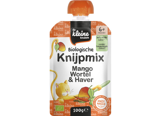De Kleine Keuken Knijpmix mango wortel & haver 6m+