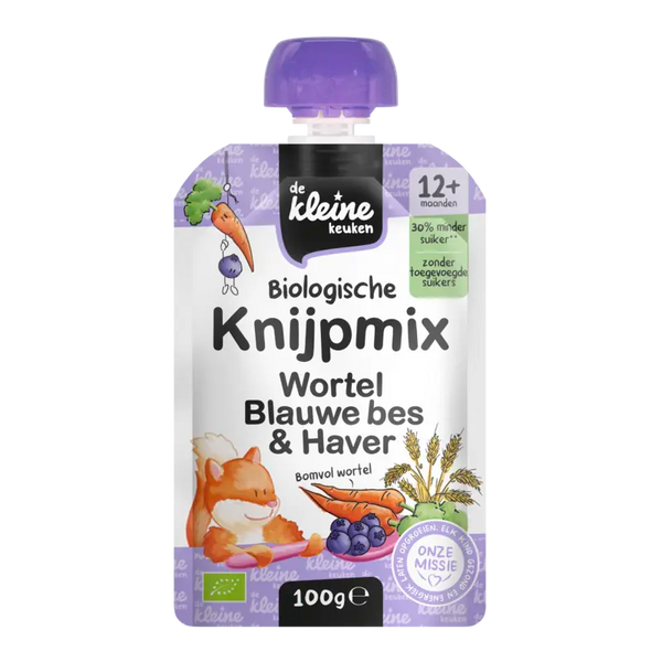 De Kleine Keuken Quetschmix Karotte Blaubeere & Hafer 12m+