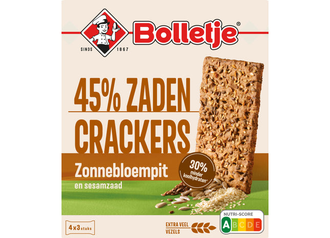 Bolletje 45% zaden crackers zonnebloempit