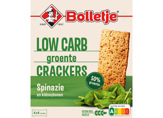 Bolletje 50% groente crackers spinazie