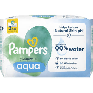 Pampers Harmonie Aqua Babyfeuchttücher im 3er-Pack