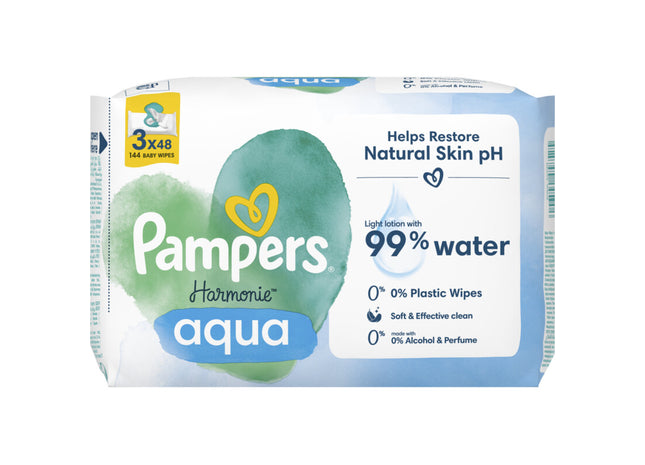 Pampers Harmonie aqua babydoekjes 3-pack