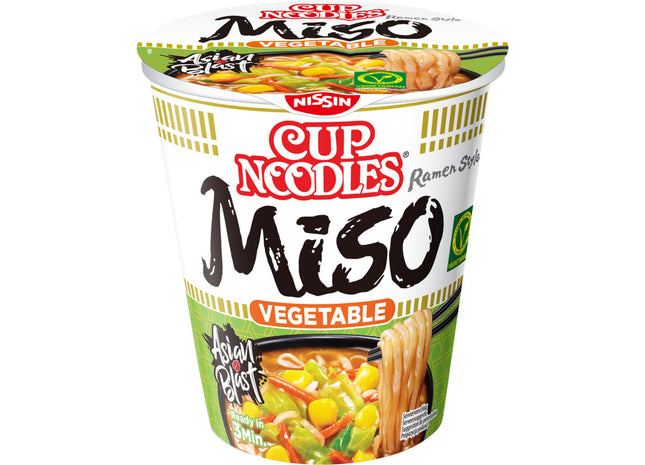 Nissin Cup Nudeln Veggie Miso nach japanischer Art