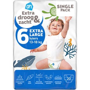Extra droog en zacht luiers maat 6