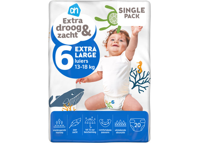 Extra droog en zacht luiers maat 6