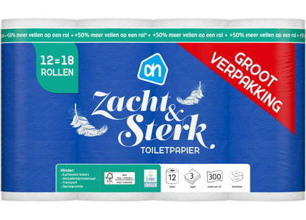 Toiletpapier zacht 3-laags 12=18 rollen