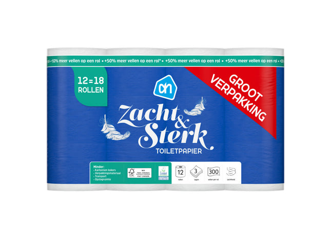 Toiletpapier zacht 3-laags 12=18 rollen