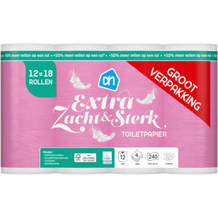 Toiletpapier zacht 4-laags 12=18 rollen