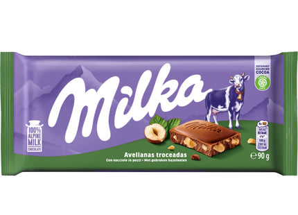 Milka Chocoladereep gebroken hazelnoten