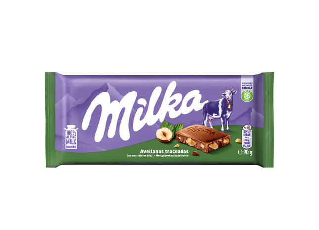 Milka Chocoladereep gebroken hazelnoten