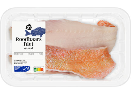 Roodbaarsfilet op huid