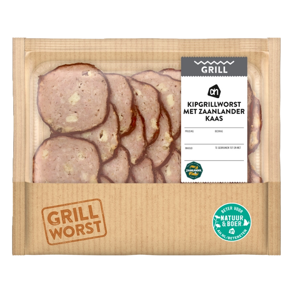 Grilled chicken sausage with Zaanlander cheese