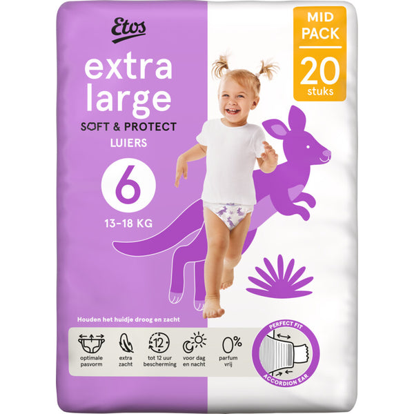 Etos Extra Large Soft & Protect Windeln Größe 6