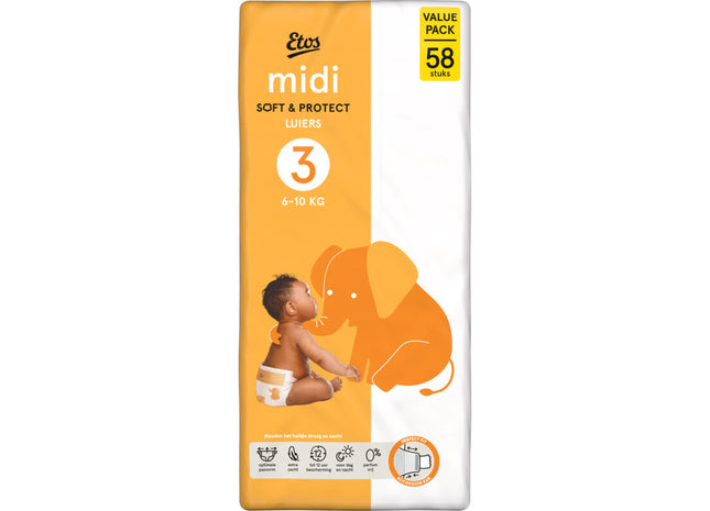 Etos Midi soft & protect luiers maat 3